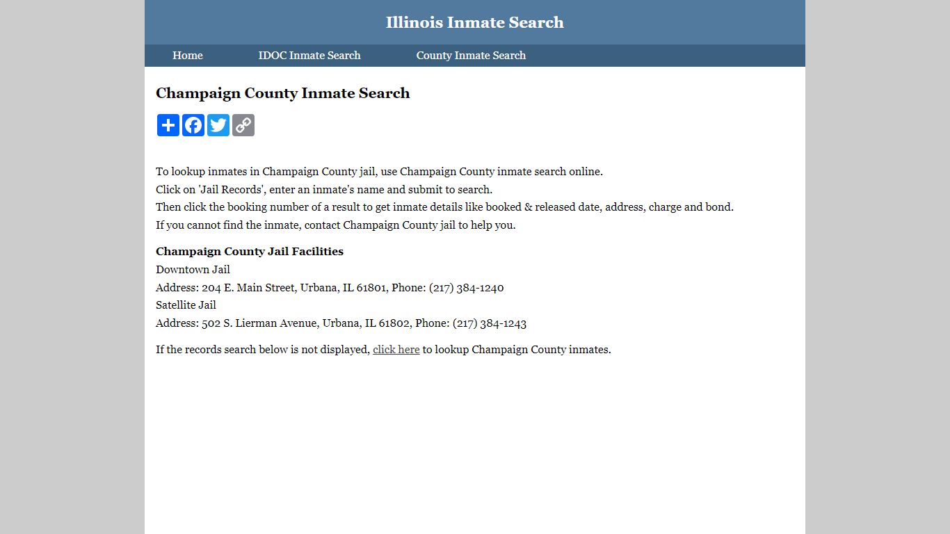Champaign County Inmate Search